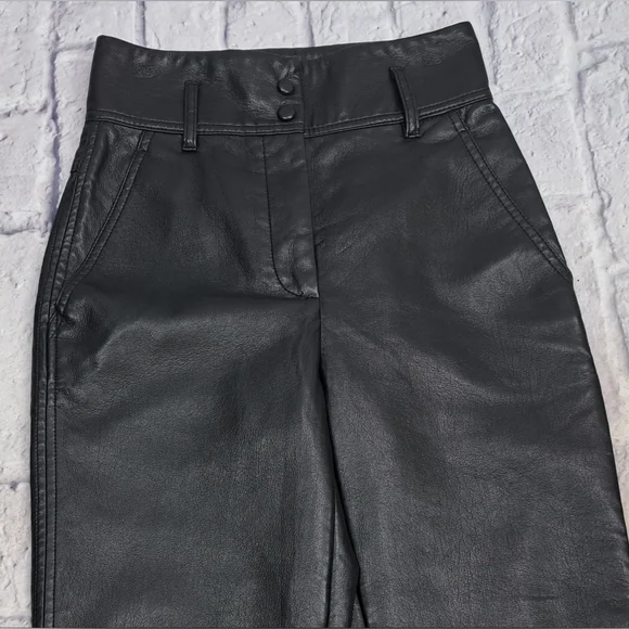 Wilfred Free Women's Faux Leather Pants Black High Waist Size 00 13"" Waist - Picture 7 of 15